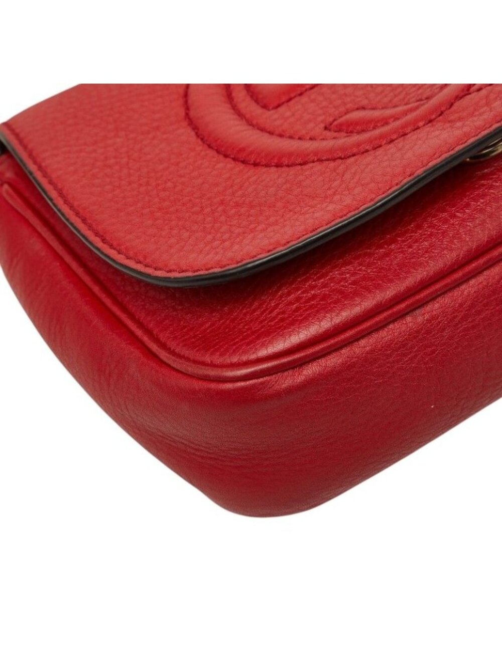 Gucci Soho Interlocking Chain Shoulder Bag Red Leather - Picture 5 of 10